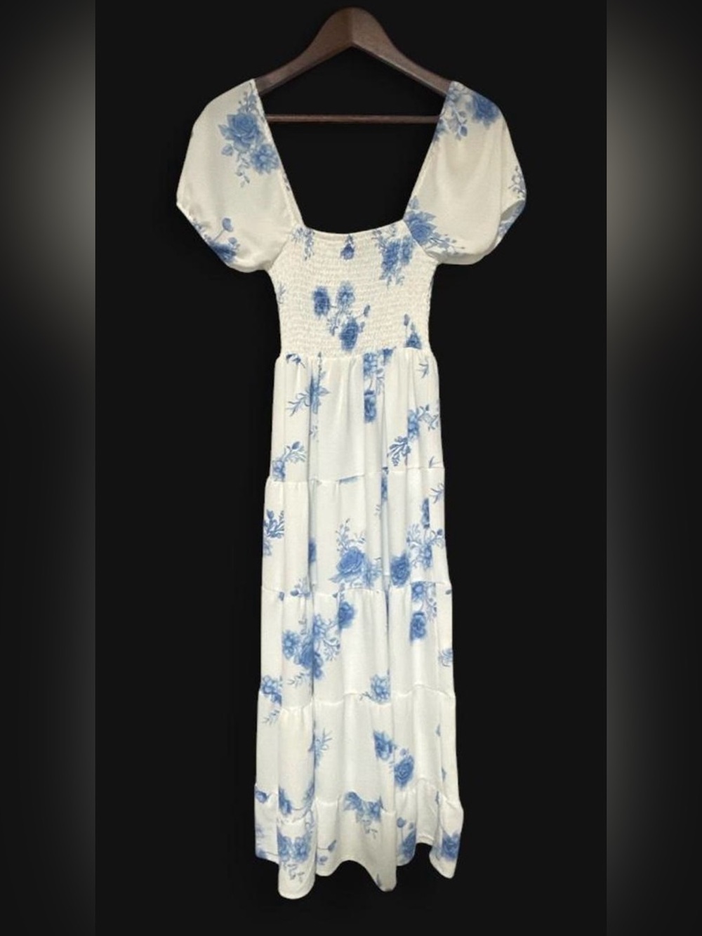 Streetwear Society White Maxi Dress with Blue Floral Print - Picture 5 of 5